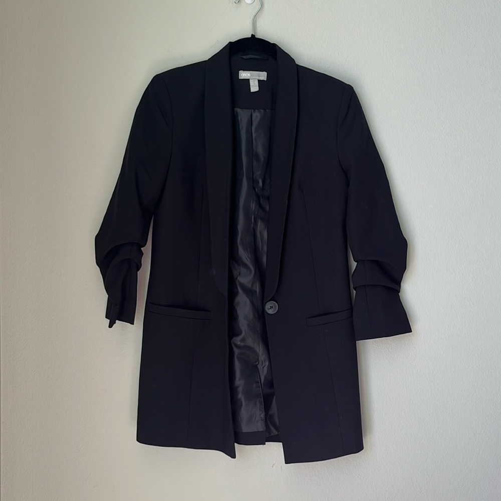 ASOS Black Blazer Ruched Sleeves